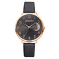 Reloj de cuarzo con correa de cuero y pulsera con esfera de luna