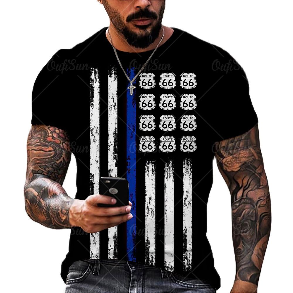 Camisetas para hombres Ropa de Manga corta, Moda America Route 66.