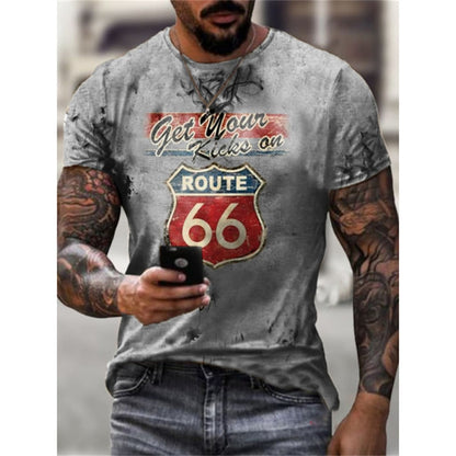 Camisetas para hombres Ropa de Manga corta, Moda America Route 66.