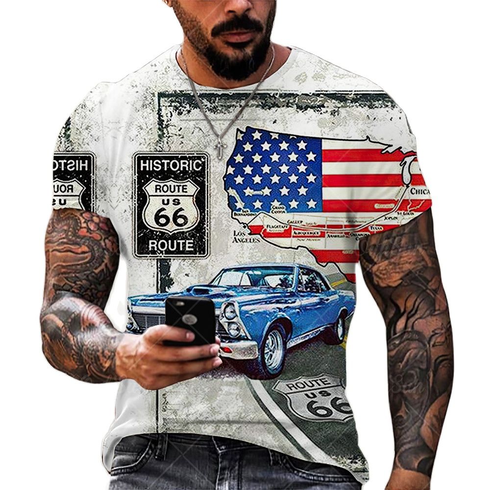 Camisetas para hombres Ropa de Manga corta, Moda America Route 66.