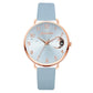 Reloj de cuarzo con correa de cuero y pulsera con esfera de luna