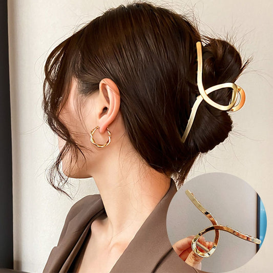 Pinzas, horquillas con diadema, accesorios para el cabello a la moda para el pelo Vintage con forma de garra de Metal geométrico hueco dorado plateado elegante.