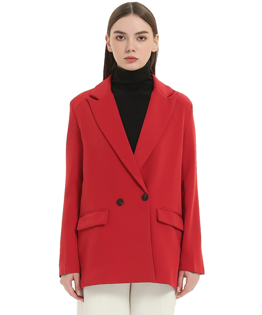 Blazer de mujer, chaqueta informal de color sólido con bolsillo cruzado, abrigo de mujer