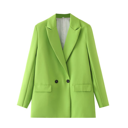 Blazer de mujer, chaqueta informal de color sólido con bolsillo cruzado, abrigo de mujer