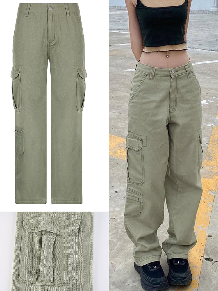 Pantalones holgados cargo Vintage para mujer