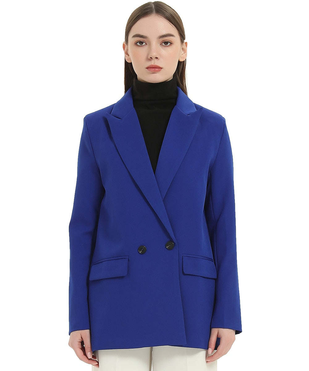 Blazer de mujer, chaqueta informal de color sólido con bolsillo cruzado, abrigo de mujer